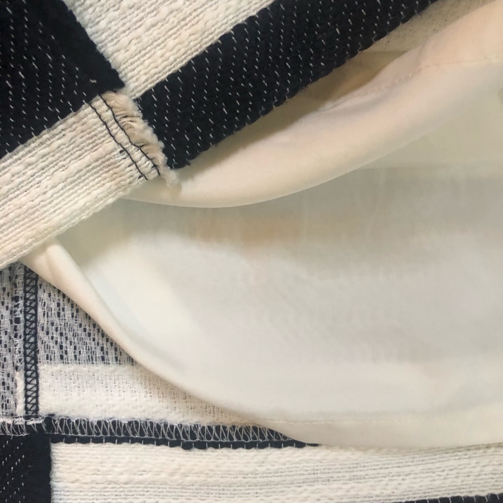 Loft Striped Illusion shift skirt navy blue and white fringe detail size 14 NWT - Picture 11 of 14